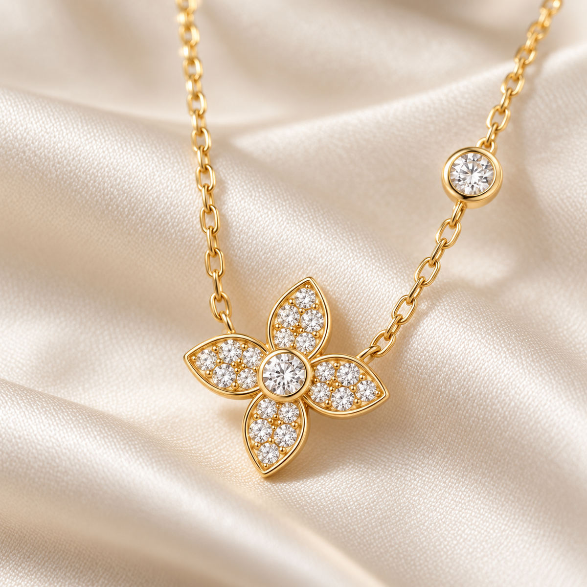 ✨✨ Coveted Pick | Gold Plated Zircon Floral Necklace | Sleek Minimal Sparkling Pendant