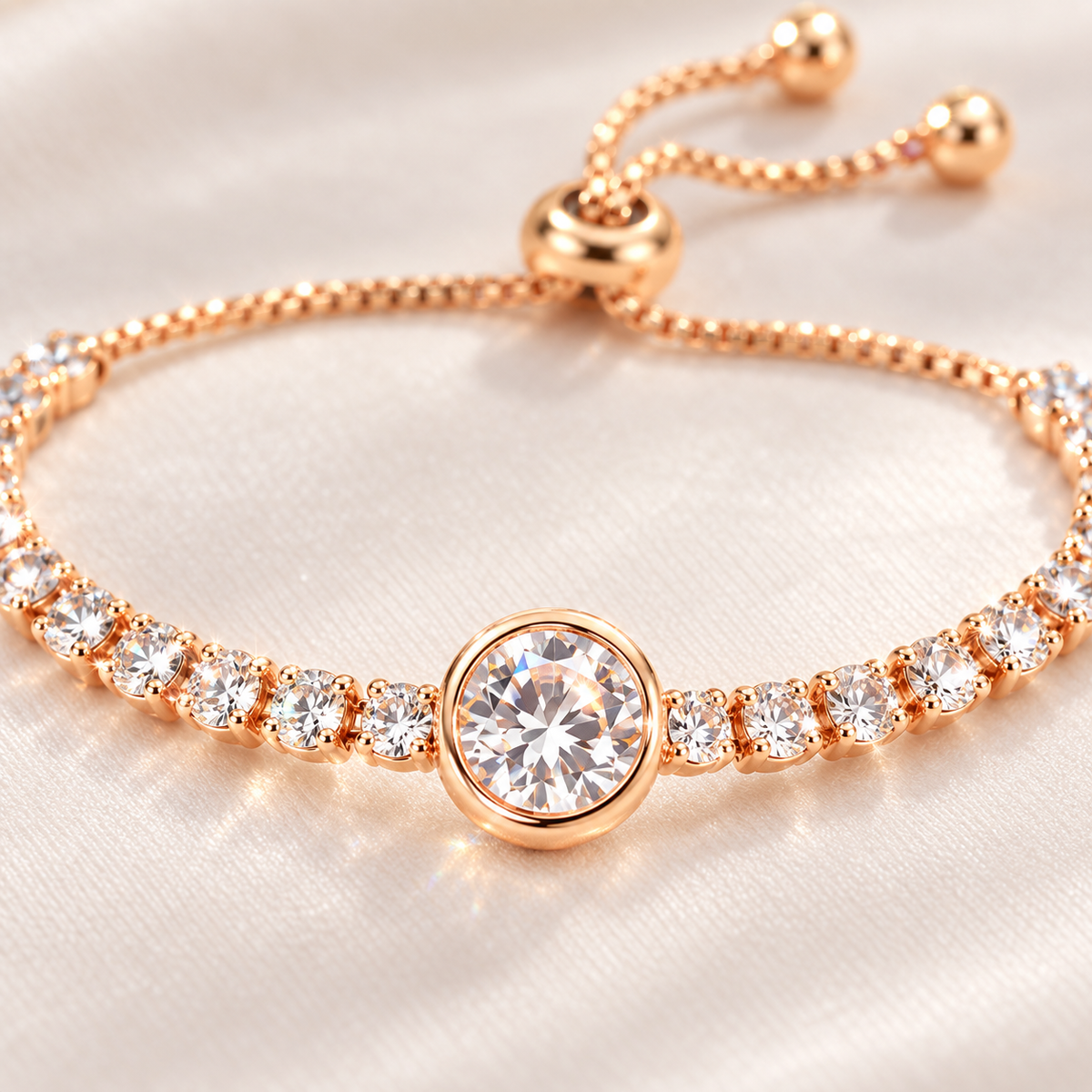 ✨ Staple Pick | Gold Alloy Diamond Bracelet | Sleek Adjustable Sparkle Wrist Band