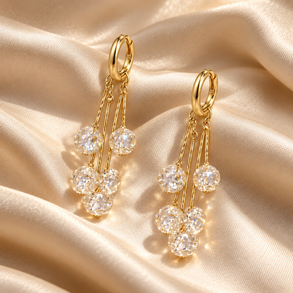 💫 Hot Pick | Gold Alloy Teardrop Dangle Earrings | Multi-strand Shimmering Drop Ear Jewelry
