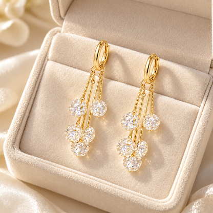 💫 Hot Pick | Gold Alloy Teardrop Dangle Earrings | Multi-strand Shimmering Drop Ear Jewelry