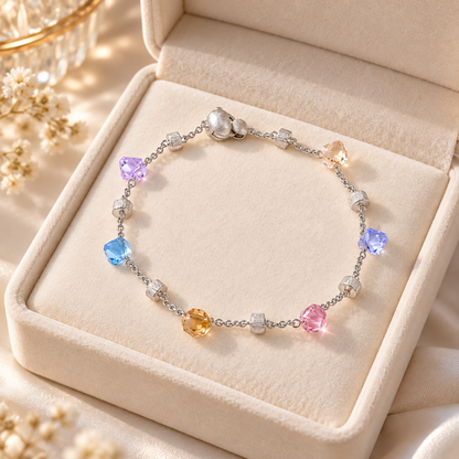 💫 Trendy Pick | Silver Multicolor Crystal Bracelet | Playful Vibrant Beaded Wrist Chain